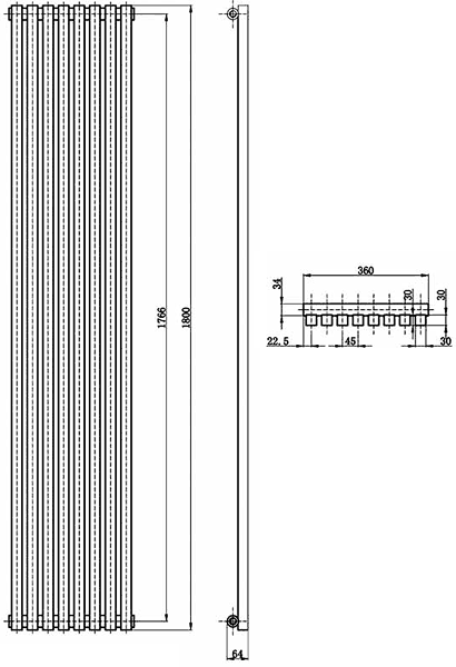 Kenetic Radiator (Black). 360x1800mm. additional image