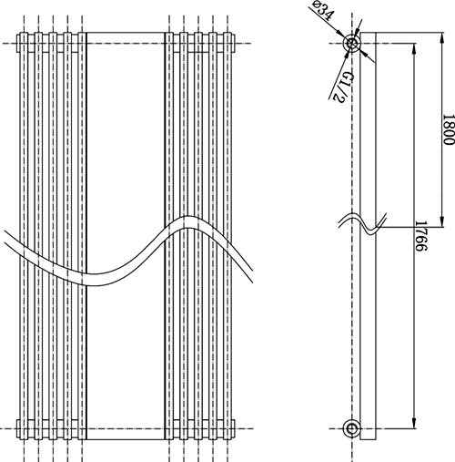 Keida Mirror Radiator. 3591 BTU. 420x1800mm (White). additional image