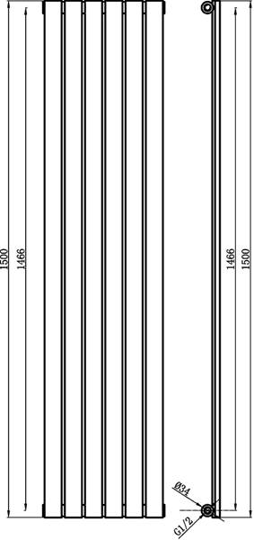 Sloane Radiator (White). 354x1500mm. 3218 BTU. additional image