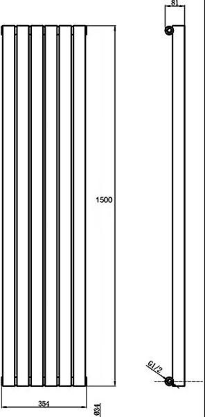 Savy Radiator (White). 354x1500mm. 2816 BTU. additional image