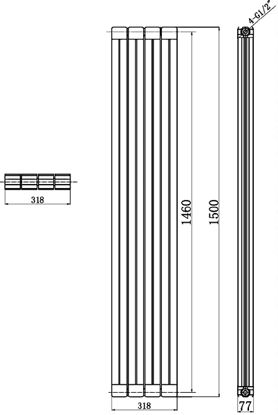 Rapture Radiator (White). 318x1500mm. 4778 BTU. additional image