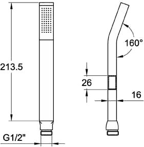 Slimline Shower Handset (Chrome). additional image