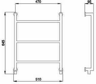 101 heated towel rail (chrome). 505x630mm. 505 BTU additional image