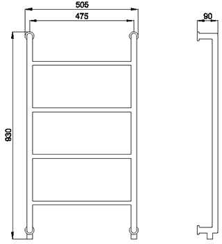 102 heated towel rail (chrome). 505x930mm. 710 BTU additional image