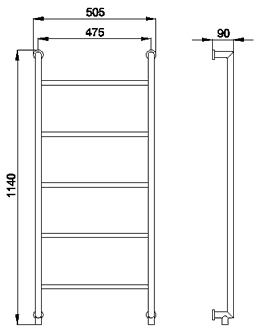 103 heated towel rail (chrome). 505x1140mm. 879 BTU additional image