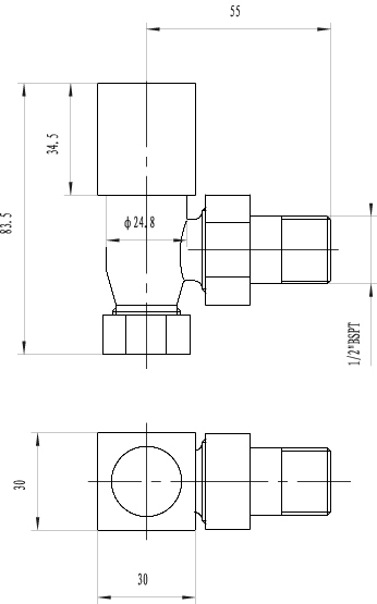 Angled Radiator Valves With Square Handles (Pair). additional image