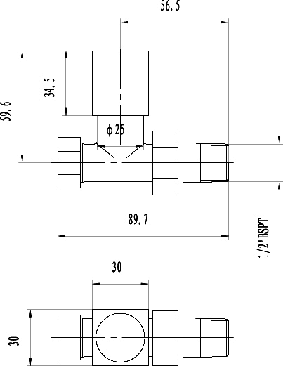 Straight Radiator Valves With Square Handles (Pair). additional image