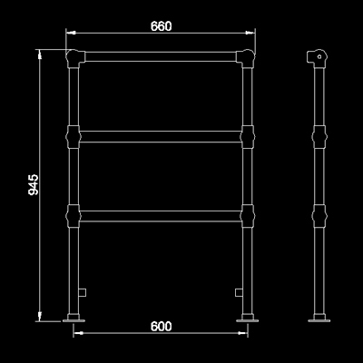 Countess heated towel rail (gold). 660x940mm. 864 BTU additional image