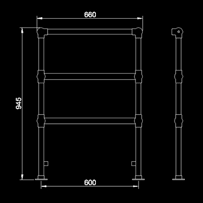 Countess heated towel rail (gold). 660x940mm. 864 BTU additional image