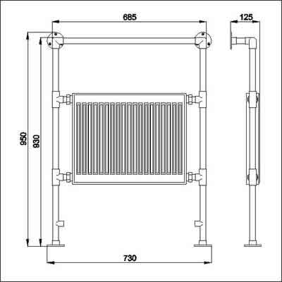 Duchess heated towel rail (gold). 640x920mm. 2064 BTU additional image