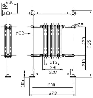 Marquis Heated Towel Rail (Chrome & Black). 675x960mm. additional image