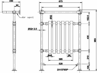 Regent Heated Towel Rail (Chrome & White). 675x960. additional image