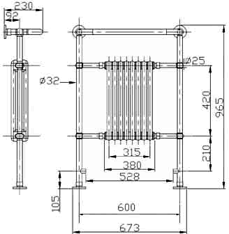 Rochester Heated Towel Rail (Chrome & White). 673x963mm. additional image