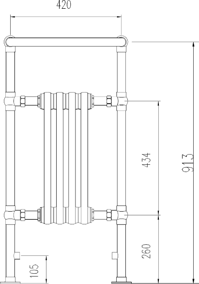 Grosvenor Heated Towel Rail (Chrome & White). 540x965mm. additional image