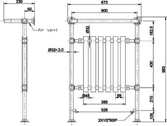 Ealing Heated Towel Rail (Chrome & White). 673x963mm. additional image