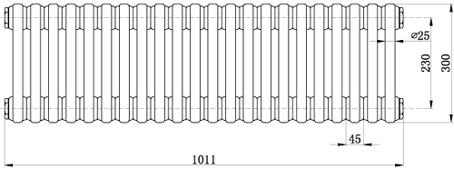 3 Column Horizontal Radiator (White). 1011x300mm. additional image