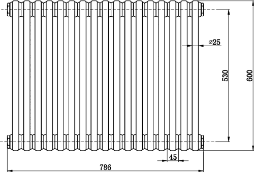 3 Column Radiator (White). 786x600mm. additional image