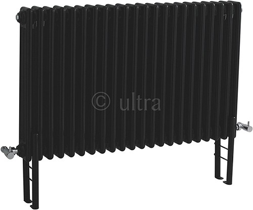 Triple Column Radiator With Legs (Black). 1011x600mm. additional image