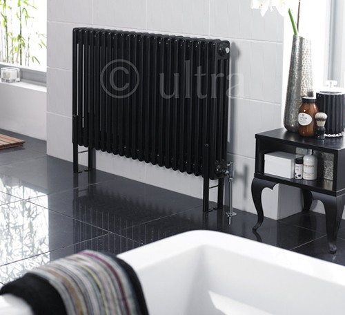 Triple Column Radiator With Legs (Black). 1011x600mm. additional image