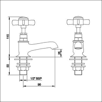 Long Nose Basin taps (Pair, Chrome) additional image