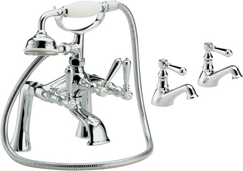 Basin Taps & Bath Shower Mixer Tap Set With Lever Heads. additional image