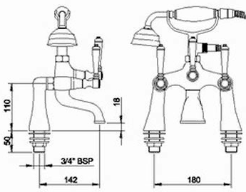 Basin Taps & Bath Shower Mixer Tap Set With Lever Heads. additional image