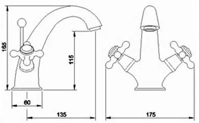 Basin & Bath Shower Mixer Tap Set With Cross Heads. additional image