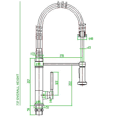 Single lever pre-rinse mixer tap. 737mm high. additional image