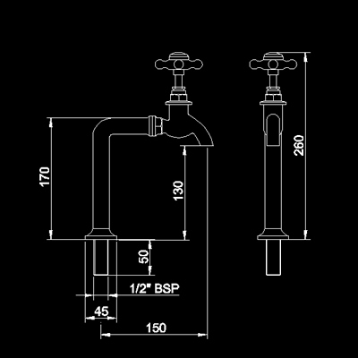 Bib taps and upstands (pair) additional image