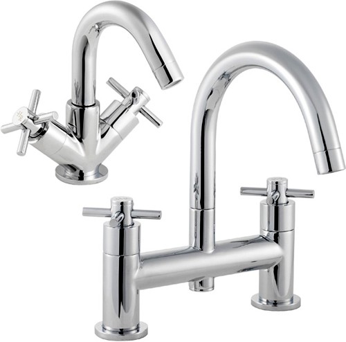 Basin Mixer & Bath Filler Tap Set (Chrome). additional image