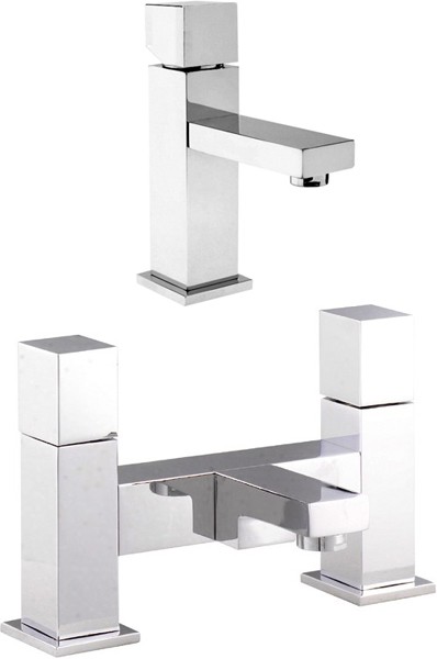 Basin Mixer & Bath Filler Tap Set (Chrome). additional image