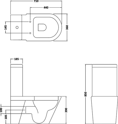 Bathroom Suite With Toilet, Basin & Bath (1700x750). additional image