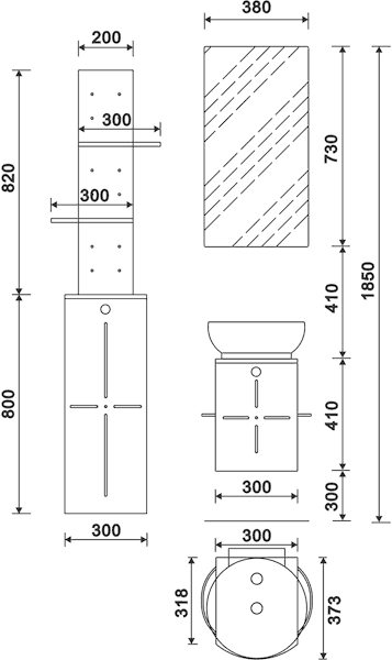 Wall Hung Bathroom Furniture Pack (Black & White). additional image