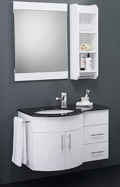 Wall Hung Bathroom Furniture Pack (Left Handed, Granite). additional image