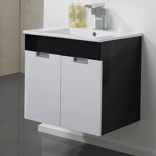 Wall Hung Vanity Set (Black & White). 585x540x440mm. additional image