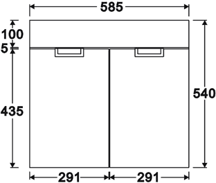 Wall Hung Vanity Set (Black & White). 585x540x440mm. additional image