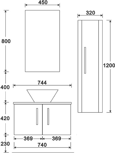 Wall Hung Furniture Pack (White Granite Worktop). additional image