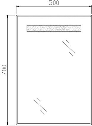 Tosca Backlit Bathroom Mirror. Size 500x700mm. additional image