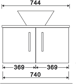 Wall Vanity Unit With Granite Top & Basin. 740x435mm. additional image