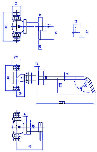 3 Tap Hole Wall Mounted Basin Mixer Tap. additional image