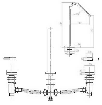 3 Tap hole Bath Mixer with swivel spout. additional image