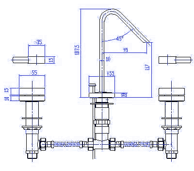 3 Tap hole Basin Mixer with pop up waste and swivel spout. additional image