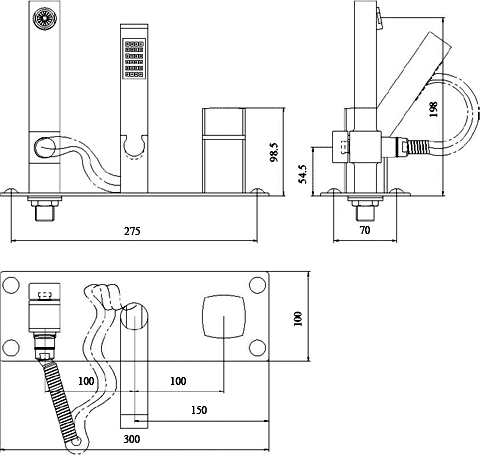 Wall Mounted Bath Shower Mixer Tap With Shower Kit (Chrome). additional image