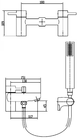 Basin & Bath Shower Mixer Tap Set (Free Shower Kit, Black). additional image