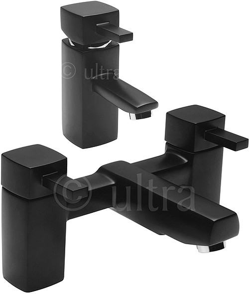 Basin Mixer & Bath Filler Tap Set (Black). additional image