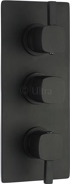 Triple Concealed Thermostatic Shower Valve (Black). additional image