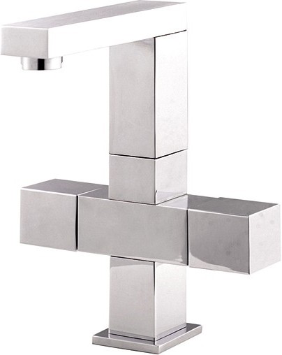 Cruciform Basin Mixer Tap With Swivel Spout (Chrome). additional image