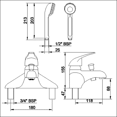 Single lever 3/4" bath shower mixer. additional image