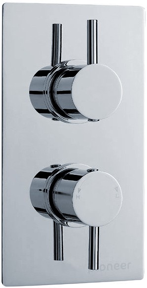 Twin Concealed Thermostatic Shower Valve, Polymer & Chrome Trim Set. additional image