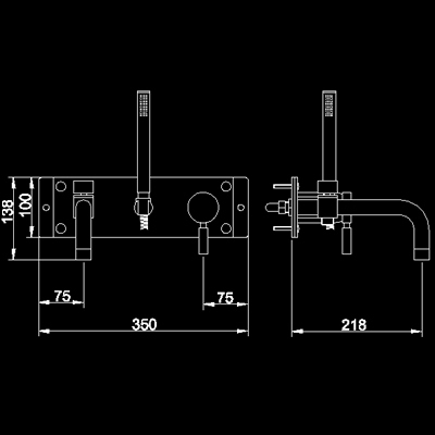 Wall mounted bath shower mixer + shower kit additional image